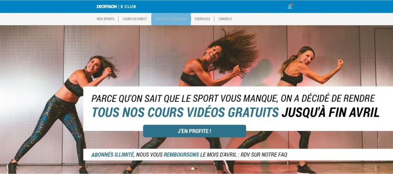 DECATHLON ouvre son eclub gratuitement pendant le confinement